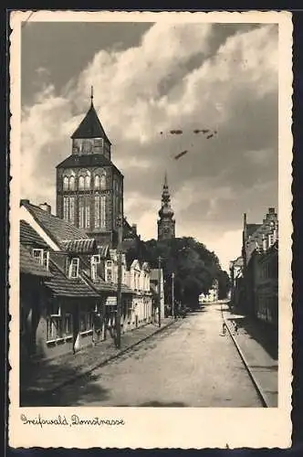 AK Greifswald, Blick in die Domstrasse