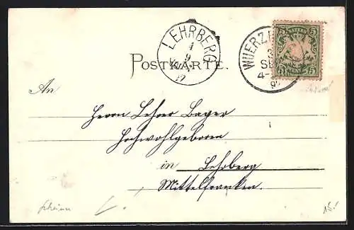 Lithographie Würzburg, Kaisertage 1. Sept. 1897, Feuerwerk und Bootscorso auf dem Main