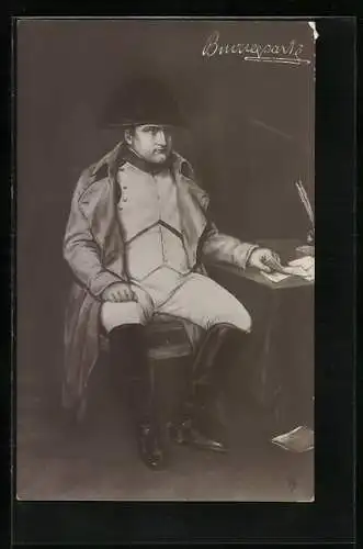 AK Napoleon de Bonaparte sitzt an seinem Schreibtisch
