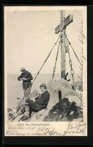 AK Bergsteiger am Gipfelkreuz des Grossglockner