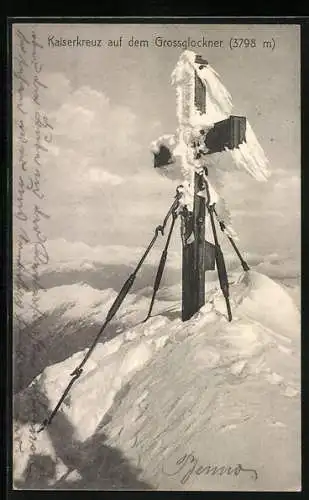 AK Das eingeeiste Kaiserkreuz auf dem Grossglockner