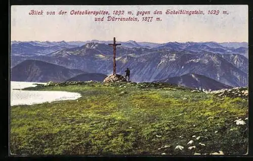 AK Das Gipfelkreuz auf der Oetscherspitze gegen den Scheiblingstein und den Dürrenstein