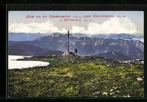 AK Das Gipfelkreuz auf der Oetscherspitze gegen Scheiblingstein und Dürrenstein