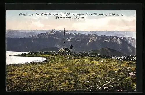 AK Gipfelkreuz auf der Oetscherspitze, gegen Scheiblingstein und Dürrenstein