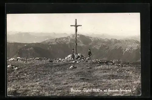 AK Das Gipfelkreuz auf dem Ötscher mit Gesäuse-Panorama