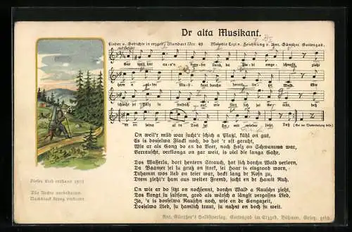 Lied-AK Anton Günther Nr. 49: Dr alta Musikant