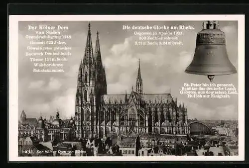 AK Köln, Der Kölner Dom, Glocke St. Peter