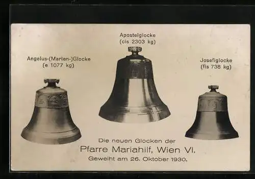 AK Wien, Angelus-Glocke, Apostel-Glocke, Josefi-Glocke, Pfarre Mariahilf