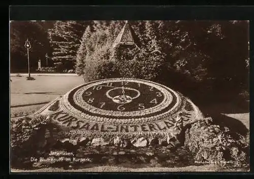 AK Interlaken, Blumen-Uhr im Kurpark