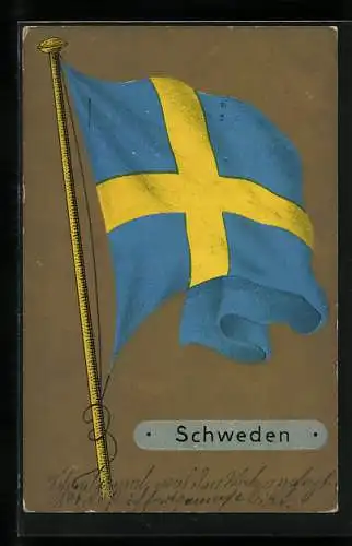 Künstler-AK Flagge von Schweden