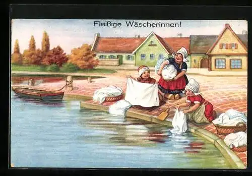 AK Fleissige holländische Waschfrauen