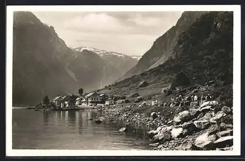 AK Gudvangen, Teilansicht des Ortes