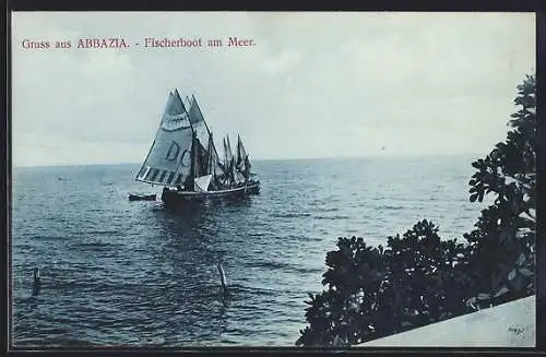 AK Abbazia, Fischerboot am Meer