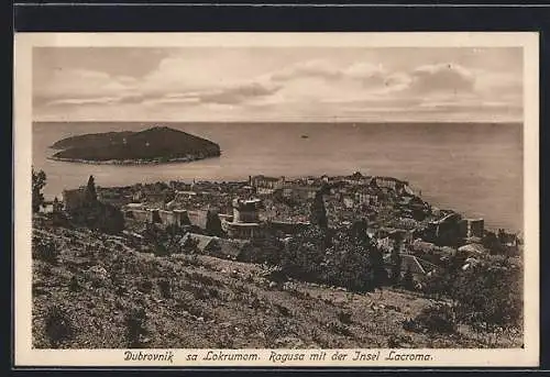 AK Ragusa, Stadtansicht mit der Insel Lacroma