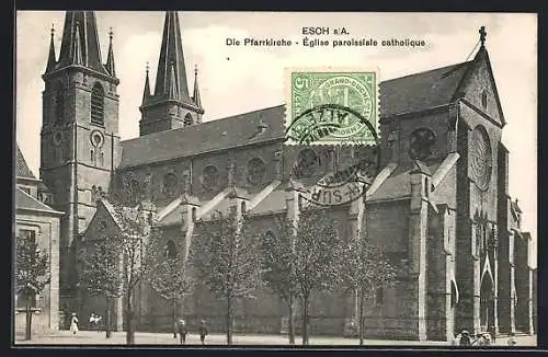 AK Esch-sur-Alzette, Blick auf die Pfarrkirche