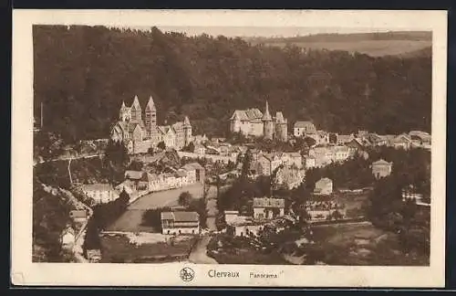 AK Clervaux, Panoramablick auf die Ortschaft