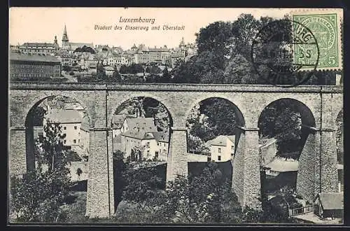 AK Luxembourg, Viaduct des Bisserweg und Oberstadt