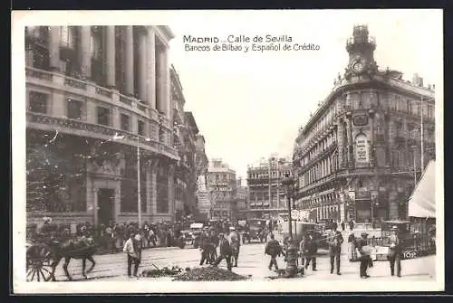 AK Madrid, Calle de Sevilla, Bancos de Bilbao y Espanol de Credito