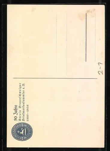 AK Braunschweig, 50 Jahre Verein der Briefmarkensammler 1885-1935