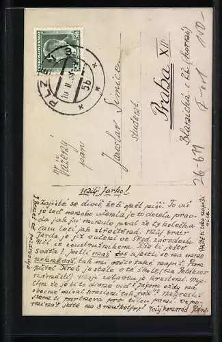 Künstler-AK Handgemalt: Mann mit Brille und Kerze