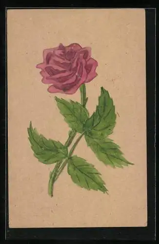 Künstler-AK Handgemalt: Rote Rose, Blumen