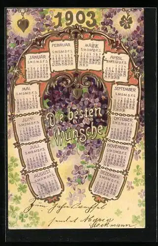 AK Kalender mit Jahreszahl 1903