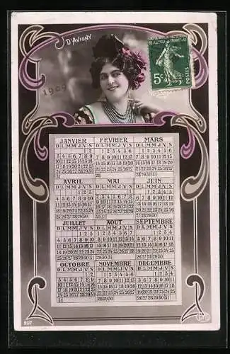 AK Kalender für das Jahr 1909