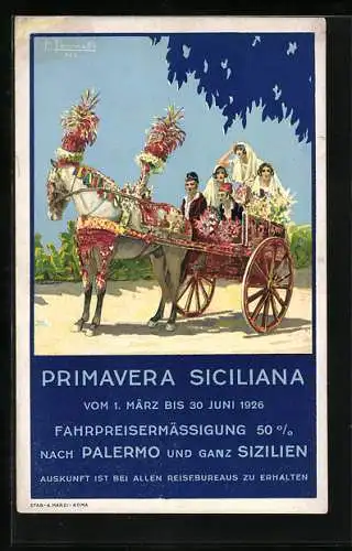 Künstler-AK Palermo, Primavera Siciliana, Sizilianischer Brautwagen