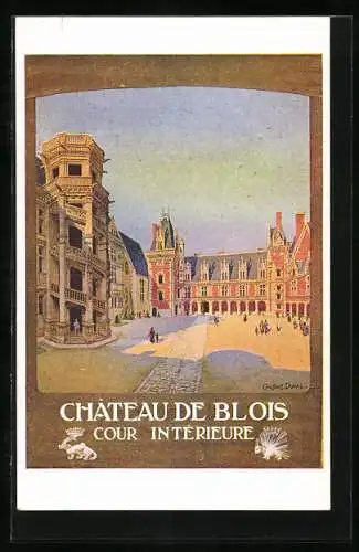 AK Blois, Le Chateau de Blois, Cour Intérieure, Tourismus
