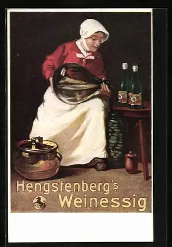 Künstler-AK Reklame für Hengstenbergs Weinessig