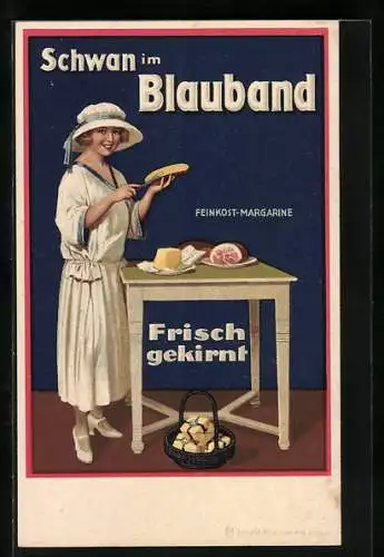AK Schwan im Blauband, Feinkost Margarine, frisch gekirnt
