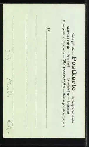 Lithographie La Poste au Maroc, Postbote, Brief