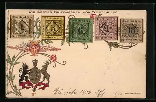 AK Württemberg, Die ersten Briefmarken, Wappen
