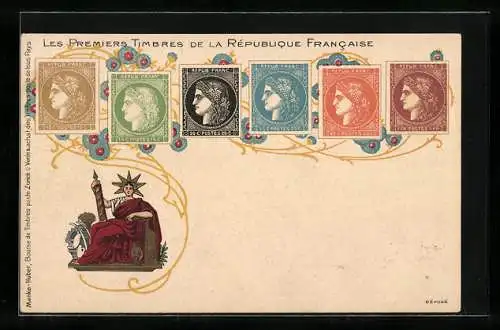 AK Erste Briefmarken aus Frankreich