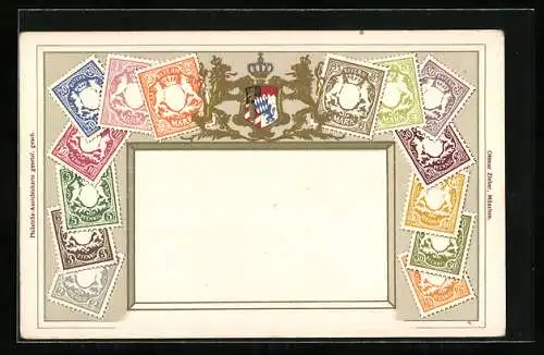 AK Bayern, Briefmarken mit Wappen