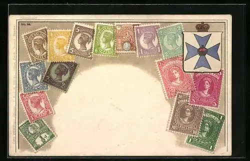 AK Australien, Briefmarken aus Queensland