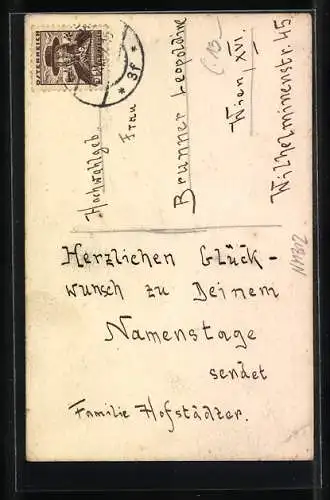 Künstler-AK Handgemalt: Brücke und Baum