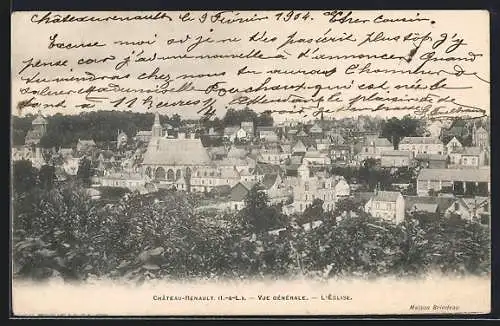 AK Chateau-Renault /Indre-et-Loire, Vue Générale, l`Église