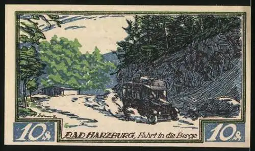 Notgeld Braunschweig, 1921, 10 Pf, Pferd und Fahrt in die Berge, Braunschweigische Staatsbank