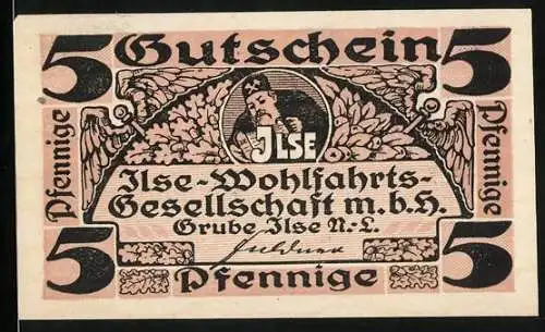 Notgeld Grube Ilse, 5 Pfennig, Gutschein der Ilse-Wohlfahrtsgesellschaft m.b.H Grube Ilse N.-L