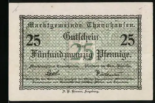 Notgeld Thannhausen, 1921, 25 Pfennig, Markgemeinde Thannhausen Gutschein mit Schlossabbildung