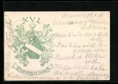 Künstler-AK Studentenwappen der N. V. L.