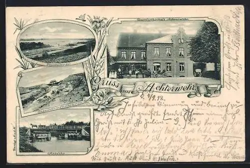 AK Achterwehr, Gasthaus Achterwehr, Stauwehr am Flemhuder See, Ahlwehr