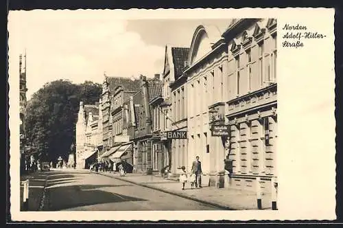 AK Norden / Ostfriesland, Bank in der Strasse