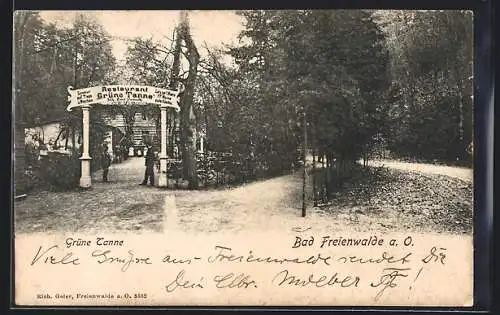 AK Bad Freienwalde a. O., Das Restaurant Grüne Tanne v. Emil Demuth