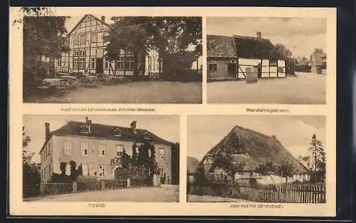 AK Wendhausen / Braunschwe, Gasthof zum Lindenbaum, Inh. Rob. Giesecke, Wandervogelheim, Schloss, Alter Hof mit Strohdach