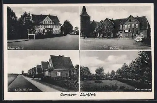 AK Hannover-Bothfeld, Gasthaus, Bürgerschule und Strassenansicht