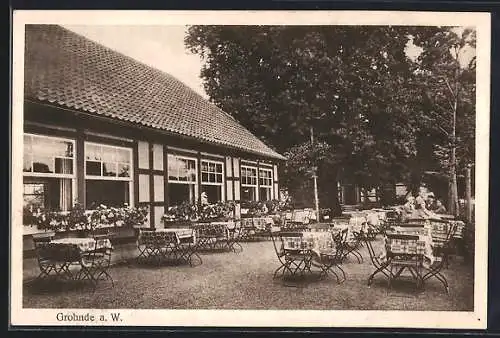 AK Grohnde a. W., Gasthaus und Gartenwirtschaft zur Fähre von Heinrich Arneke