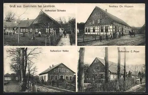 AK Quernheim bei Lemförde, Gasthaus Chr. Kleybrink, Hofbesitzer Schwake, Nobbe und C. Meyer