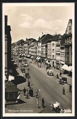 AK Köln-Nippes, Neusserstrasse aus der Vogelschau, Strassenbahn